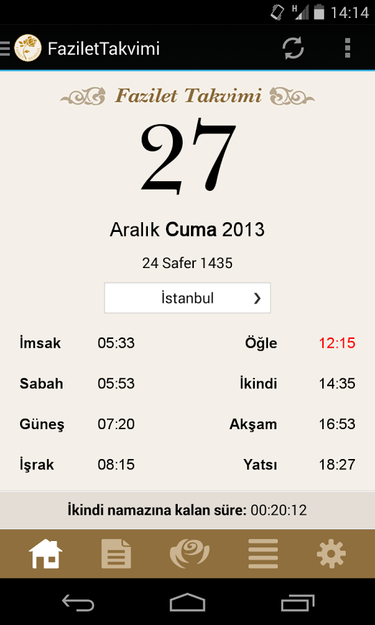 fazilet takvimi bugün namaz vakitleri